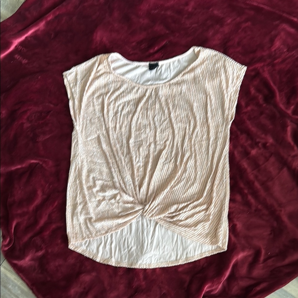 W5 Beige Twist Front Short Sleeve Tee